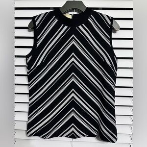 🛍️ Jonathan Phillips Black, white, & Sparkling Silver Top Size 14 made in Italy